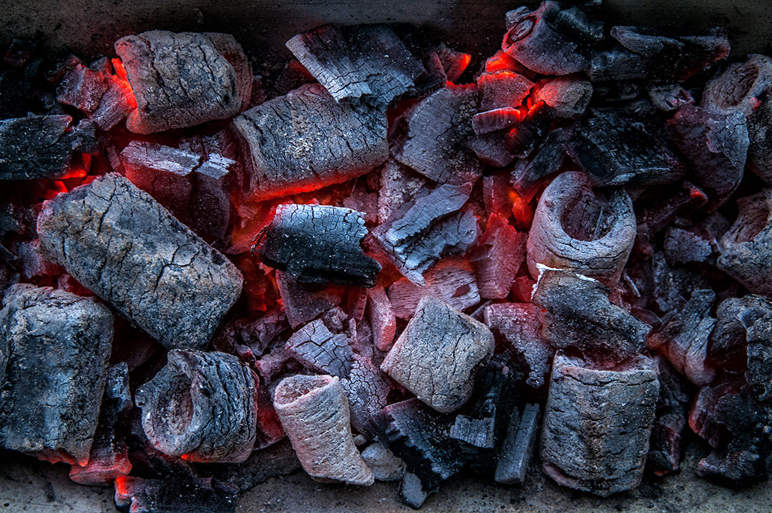 Closeup Of Red Hot Charcoal